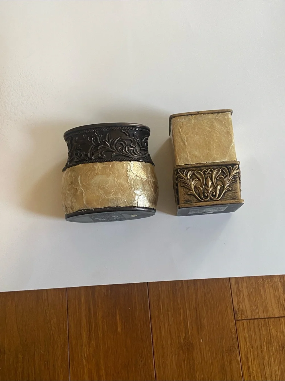 Ornate Gold-Tone Decorative Bathroom Fixtures , Set of 2
